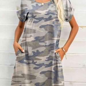 Scoop Neck Short Sleeve Dress with Pockets for Resort - image 4