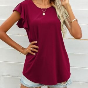 Butterfly Sleeve Top with Round Neck for Resort Style - image 5