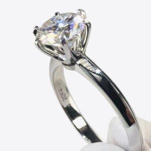 Moissanite 6-Prong Solitaire Ring Sterling Silver Mediterranean - image 4