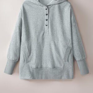 Dropped Shoulder Hoodie with Snap Neck for Coastal Breezes - image 5
