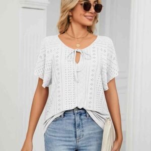Tie-Neck Flutter Sleeve Top — Resort Style - image 5