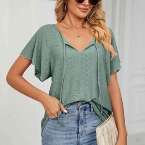 Tie-Neck Flutter Sleeve Top — Resort Style - image 3