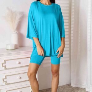Rayon Three-Quarter Sleeve Top & Shorts Set - Resort Loungewear - image 5