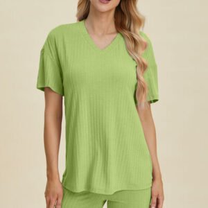 Ribbed V-Neck Top and Shorts Set for Coastal Lounging - image 6