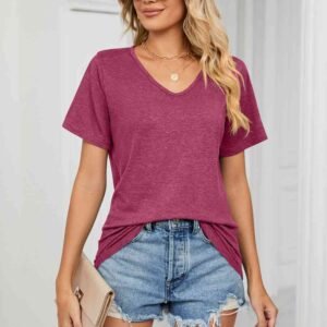 V-Neck Short Sleeve T-Shirt for Coastal Resort Style - image 3
