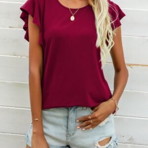 Butterfly Sleeve Top with Round Neck for Resort Style - image 3