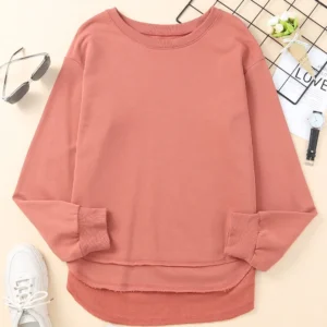 Dropped Shoulder Sweatshirt with Side Slits – Casual Resort Top - image 4