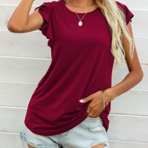 Butterfly Sleeve Top with Round Neck for Resort Style - image 6