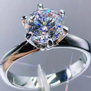 Moissanite 6-Prong Solitaire Ring Sterling Silver Mediterranean - image 3