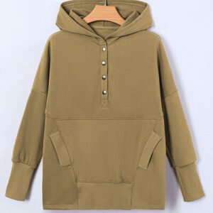 Dropped Shoulder Hoodie with Snap Neck for Coastal Breezes - image 6