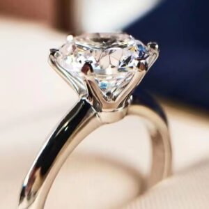 Moissanite 6-Prong Solitaire Ring Sterling Silver Mediterranean - image 2
