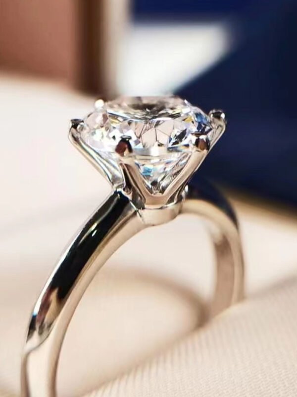 Moissanite 6-Prong Solitaire Ring Sterling Silver Mediterranean - alternate view