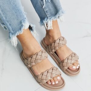 Braided Faux Leather Slippers — Open Toe Resort Comfort - image 3