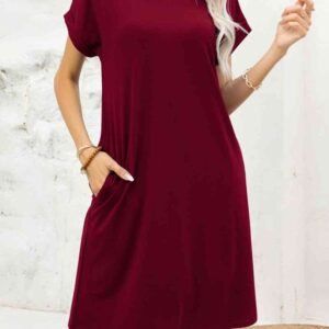 Scoop Neck Short Sleeve Dress with Pockets for Resort - image 6