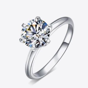 Moissanite 6-Prong Solitaire Ring Sterling Silver Mediterranean - image 5
