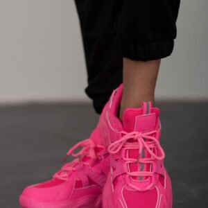 Chunky Sole Athletic Sneakers Hot Pink Casual Style - image 5