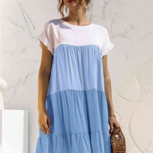 Color Block Ruffle Hem Dress – Resort Casual Style - image 2