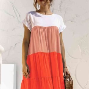 Color Block Ruffle Hem Dress – Resort Casual Style - image 3