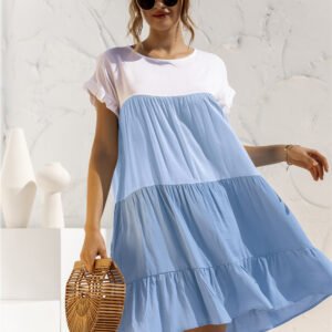 Color Block Ruffle Hem Dress – Resort Casual Style - image 6