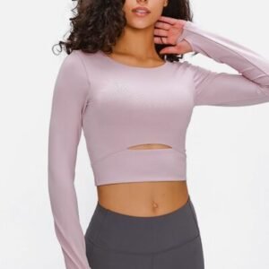 Cropped Long Sleeve Bikini Top with Sporty Cutout Straps - image 5