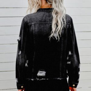 Distressed Denim Jacket with Raw Hem — Mediterranean Resort Style - image 5