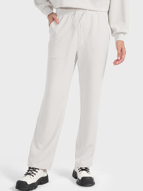 Drawstring Waist Pants with Pockets for Coastal Leisure - alternate view