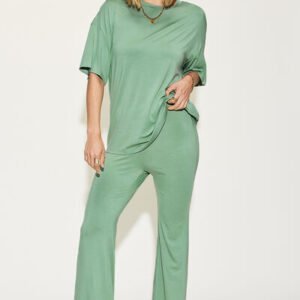 Bamboo T-Shirt & Flare Pants Set - Lounge & Resort Wear - image 2