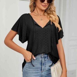 Tie-Neck Flutter Sleeve Top — Resort Style - image 4