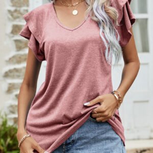 Flutter Sleeve V-Neck Top for Coastal Resort Style - image 5