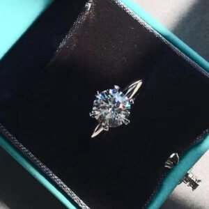 Moissanite 6-Prong Solitaire Ring Sterling Silver Mediterranean - image 6
