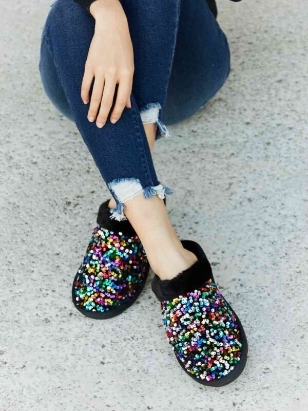 Faux Fur Sequin Slippers – Cozy Glam for Your Resort Getaway - alternate view