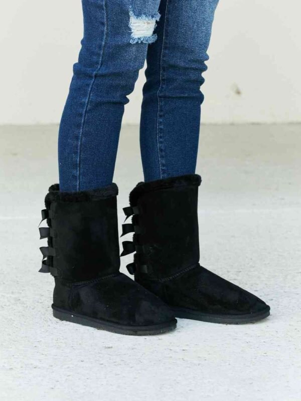 Faux Suede Boots with Bow Detail for Winter - alternate view