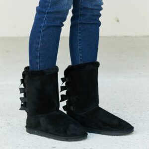 Faux Suede Boots with Bow Detail for Winter - image 3