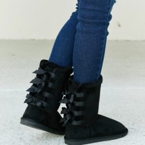 Faux Suede Boots with Bow Detail for Winter - image 4
