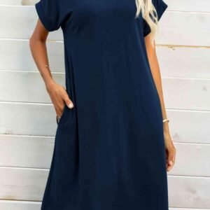 Scoop Neck Short Sleeve Dress with Pockets for Resort - image 5