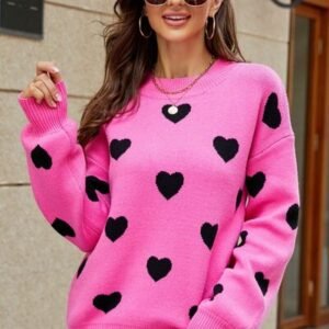 Heart Pattern Lantern Sleeve Sweater for Coastal Evenings - image 4