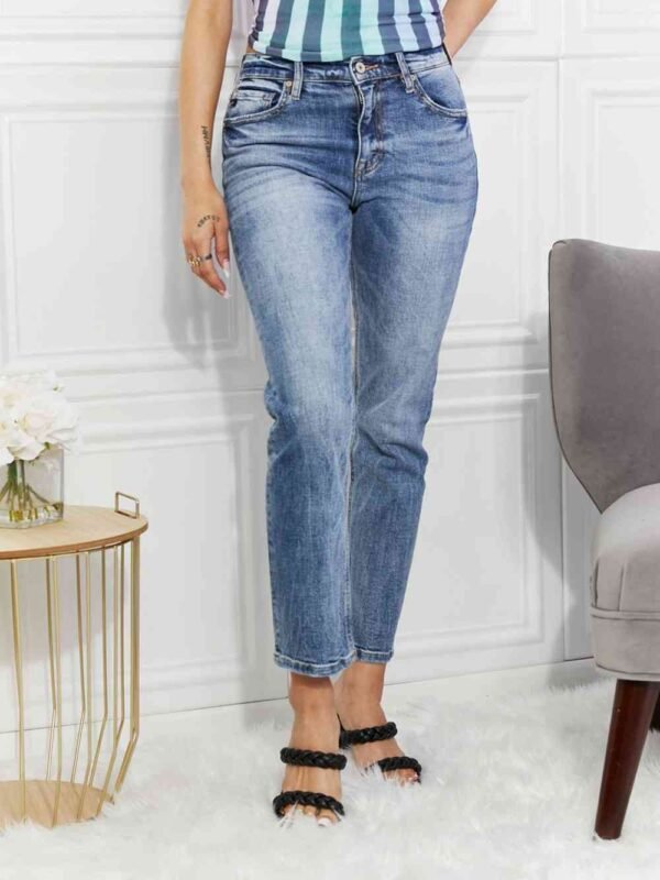 High-Rise Slim Straight Jeans — Coastal Denim Style - alternate view