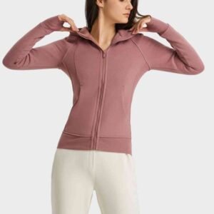 Hooded Zip-Up Sports Jacket with Seam Details for Resort - image 2
