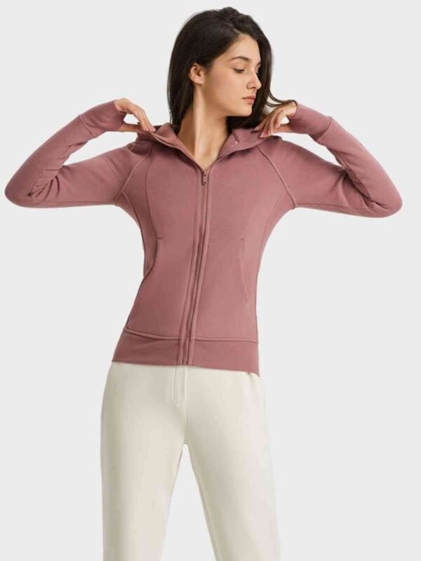 Hooded Zip-Up Sports Jacket with Seam Details for Resort - alternate view