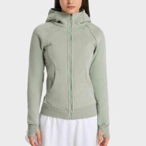 Hooded Zip-Up Sports Jacket with Seam Details for Resort - image 4