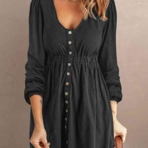 Long Sleeve Mini Dress with Scoop Neck – Coastal Style - image 2