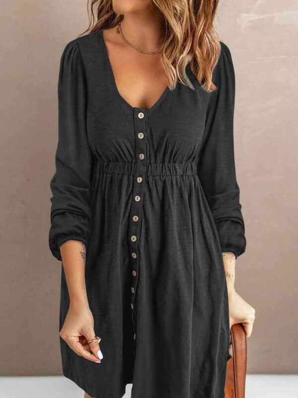 Long Sleeve Mini Dress with Scoop Neck – Coastal Style - alternate view