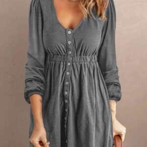Long Sleeve Mini Dress with Scoop Neck – Coastal Style - image 3