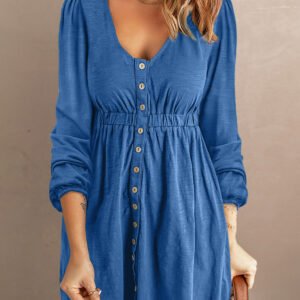 Long Sleeve Mini Dress with Scoop Neck – Coastal Style - image 5