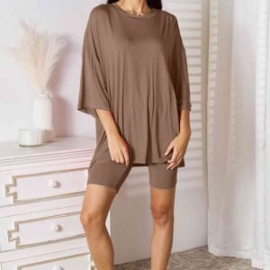Rayon Three-Quarter Sleeve Top & Shorts Set - Resort Loungewear - image 2