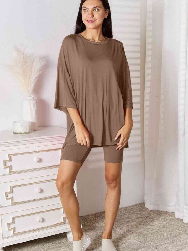 Rayon Three-Quarter Sleeve Top & Shorts Set - Resort Loungewear - alternate view