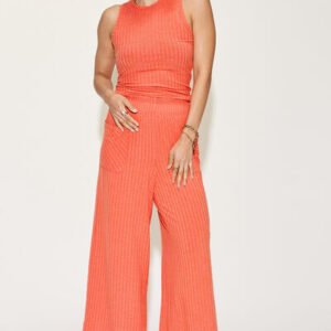 Ribbed Tank & Wide Leg Pants Set for Coastal Vacations - image 3