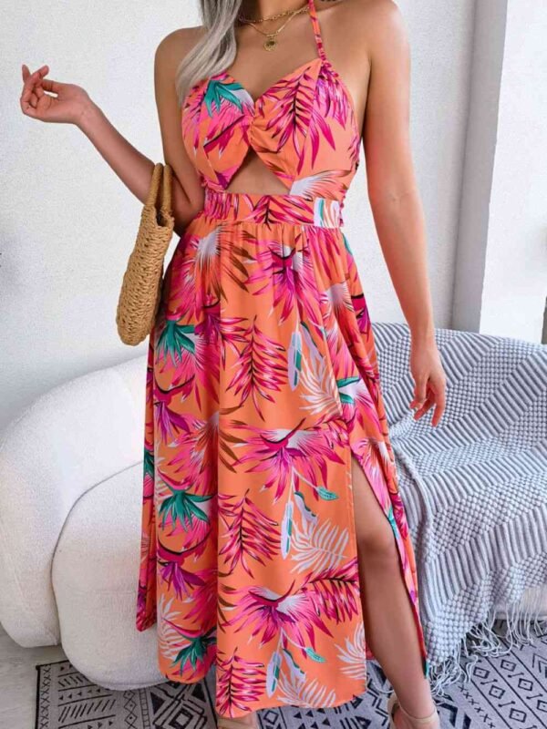 Maxi Halter Dress with Backless Cutout — Mediterranean Style - alternate view