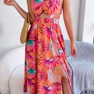 Maxi Halter Dress with Backless Cutout — Mediterranean Style - image 3