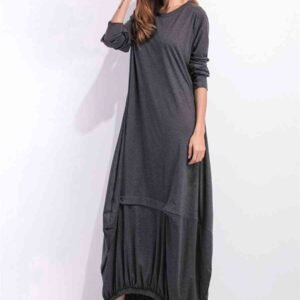 Maxi Sweatshirt Dress Long Sleeve Round Neck Casual - image 3